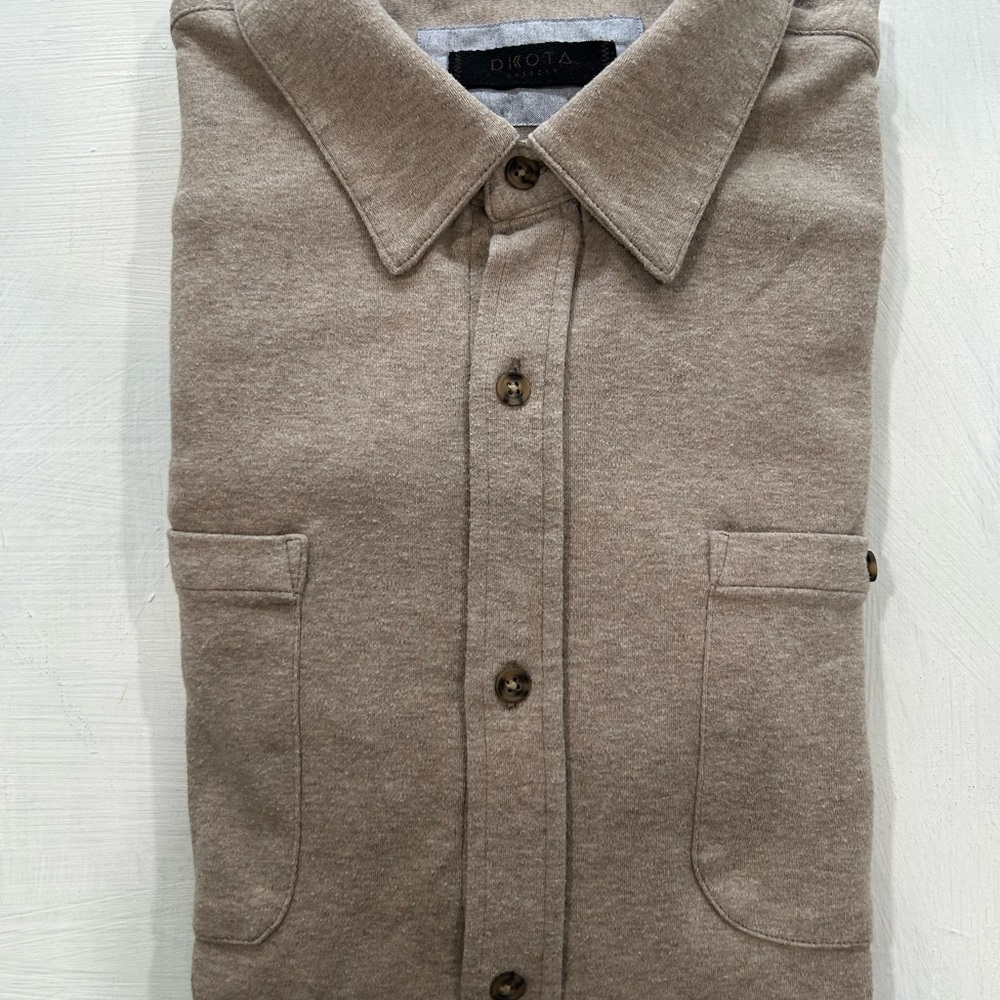 Men's Tan Soft Comfortable Warm Casual Button Down Shirt